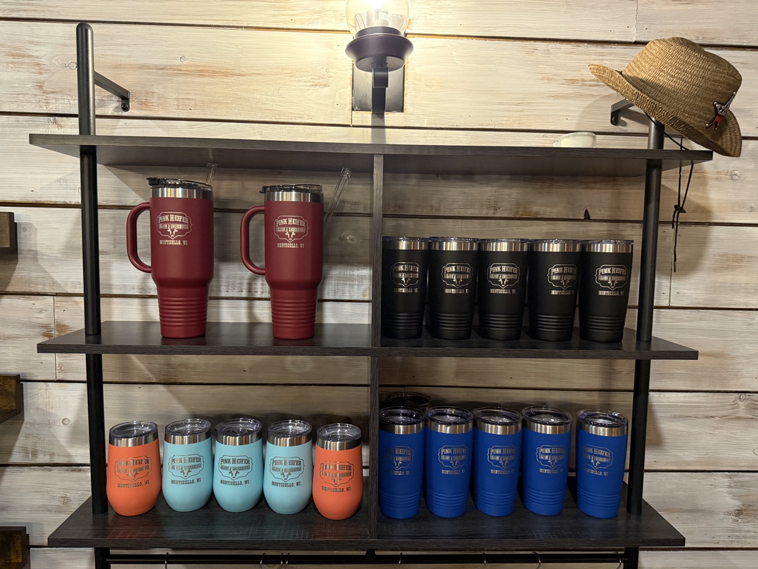Pink Heifer Monticello tumblers in the General Store